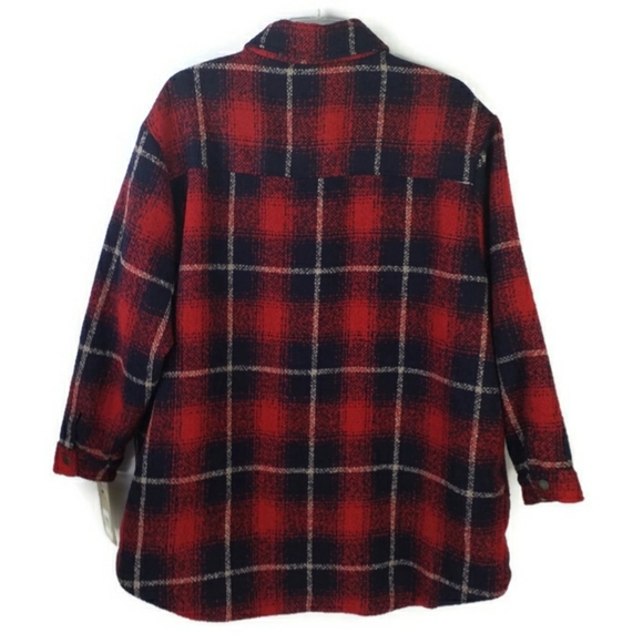 Levi's Red Blue Plaid Full Zip Long Sleeve Wool Blend Shacket Womens Plus 4X NWT - Picture 2 of 16